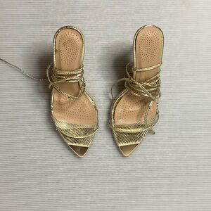 Elegant Gold Strappy Women's Heels